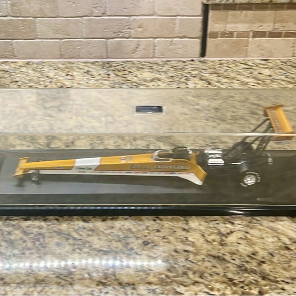 Diecast Dragster Model in Black and Gold